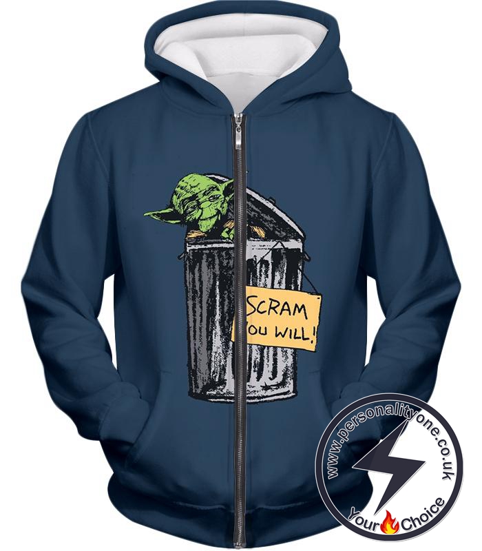 Star Wars Jedi Master Yoda Funny Animation Cool Blue Zip Up Hoodie